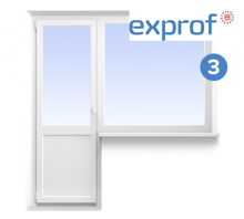 Балконный блок Exprof 3-х камерное, фурнитура Vorne