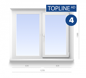Пластиковое окно TopLine 4-х камерное, фурнитура Vorne